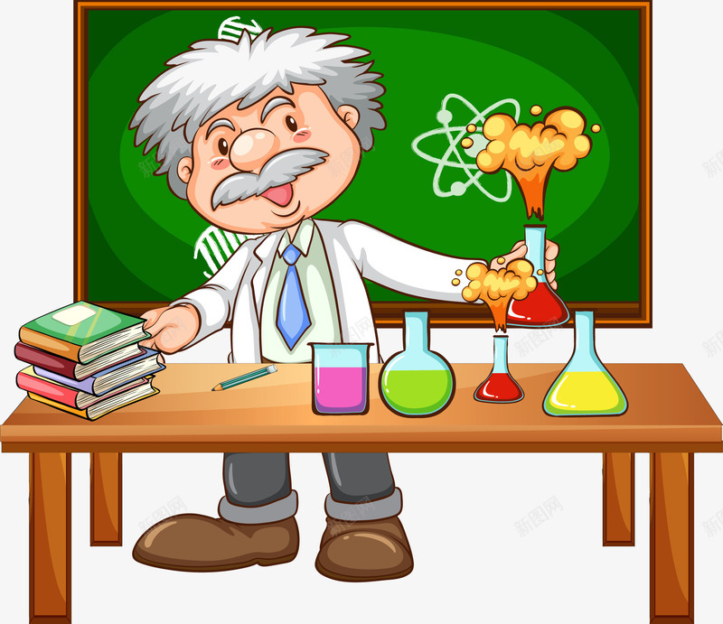 做实验的老教授png免抠素材_88icon https://88icon.com 化学实验 化学课 卡通教师 卡通男老师 卡通老师 教师 教授 男老师 老师