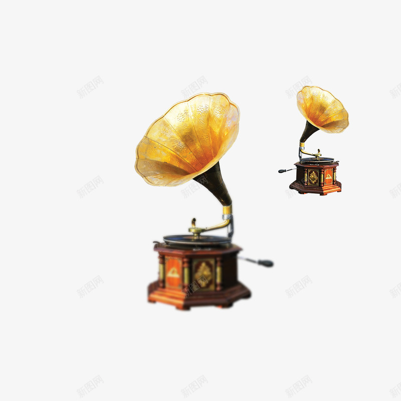 旧式唱片机png免抠素材_88icon https://88icon.com 唱歌 喇叭 金属金色