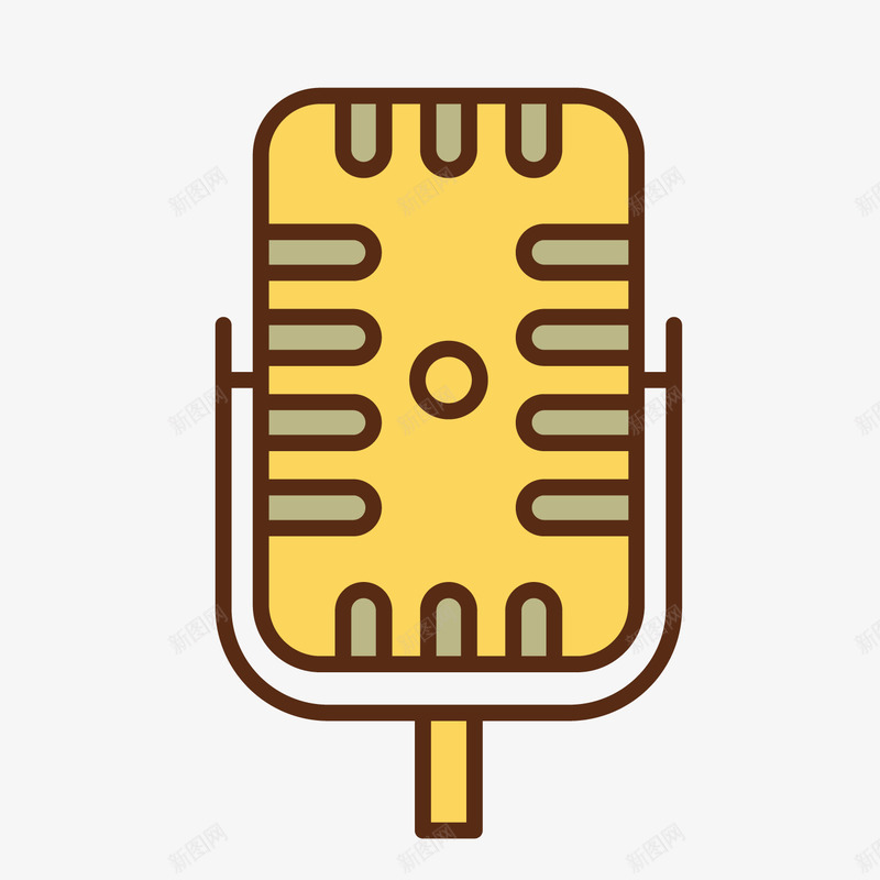 黄色手绘圆弧话筒元素矢量图ai免抠素材_88icon https://88icon.com 圆角 声音 扁平化 放大 纹理 话筒 质感 黄色手绘 矢量图