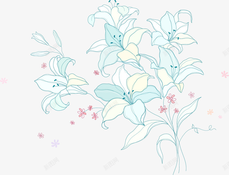 手绘百合花矢量图ai免抠素材_88icon https://88icon.com 手绘 百合花 花 花卉 矢量图