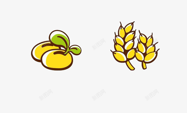 黄豆和小麦png免抠素材_88icon https://88icon.com 农产品 小麦 黄色 黄豆
