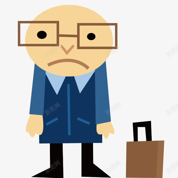 戴眼镜的人png免抠素材_88icon https://88icon.com 卡通 失落 失落的 失落的人 手提包 眼镜 简笔