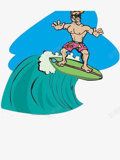 酷男冲浪png免抠素材_88icon https://88icon.com 冲浪板 大海 眼镜 蓝色