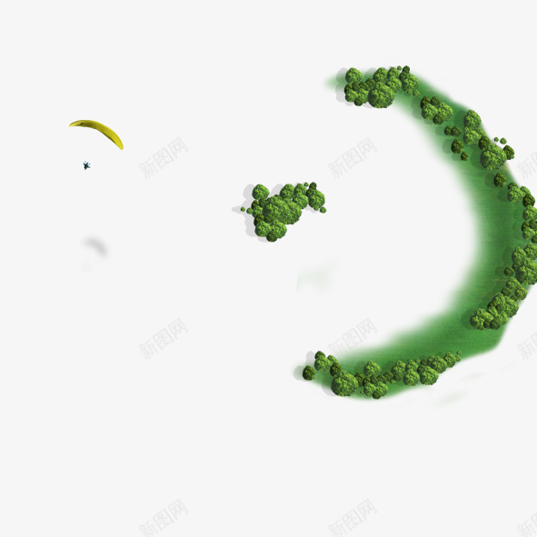 创意绿色小岛png免抠素材_88icon https://88icon.com 创意降落伞绿色小岛大海海面