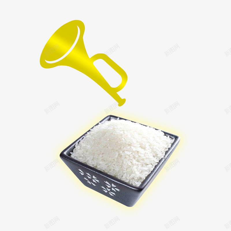 大米psd免抠素材_88icon https://88icon.com 喇叭 大米 白色 米粒 米饭 粮食 装饰素材 黄色
