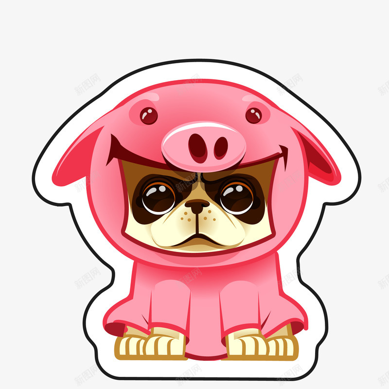 穿着小猪服装的小狗矢量图ai免抠素材_88icon https://88icon.com 动物 宠物 小狗 小猪服装 服装 狗年 贴纸设计 矢量图