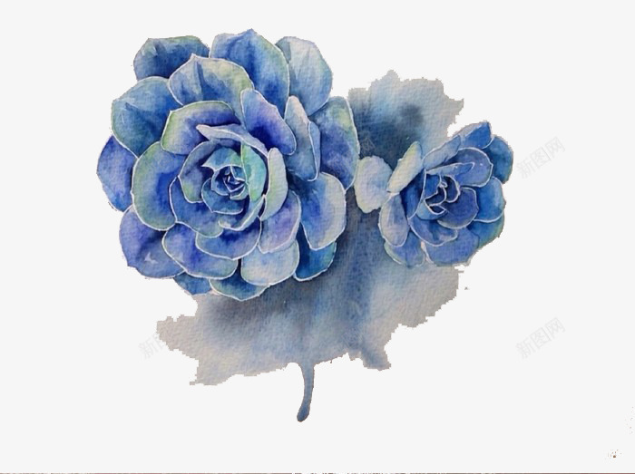 蓝色花卉水印png免抠素材_88icon https://88icon.com 水印 素材 花卉 蓝色