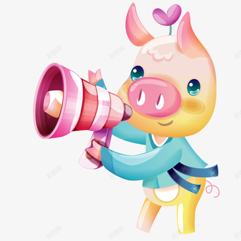 可爱小猪拿着喇叭在促销图矢量图ai免抠素材_88icon https://88icon.com 可爱小猪 在促销免抠图 拿着喇叭 猪 猪年 矢量图