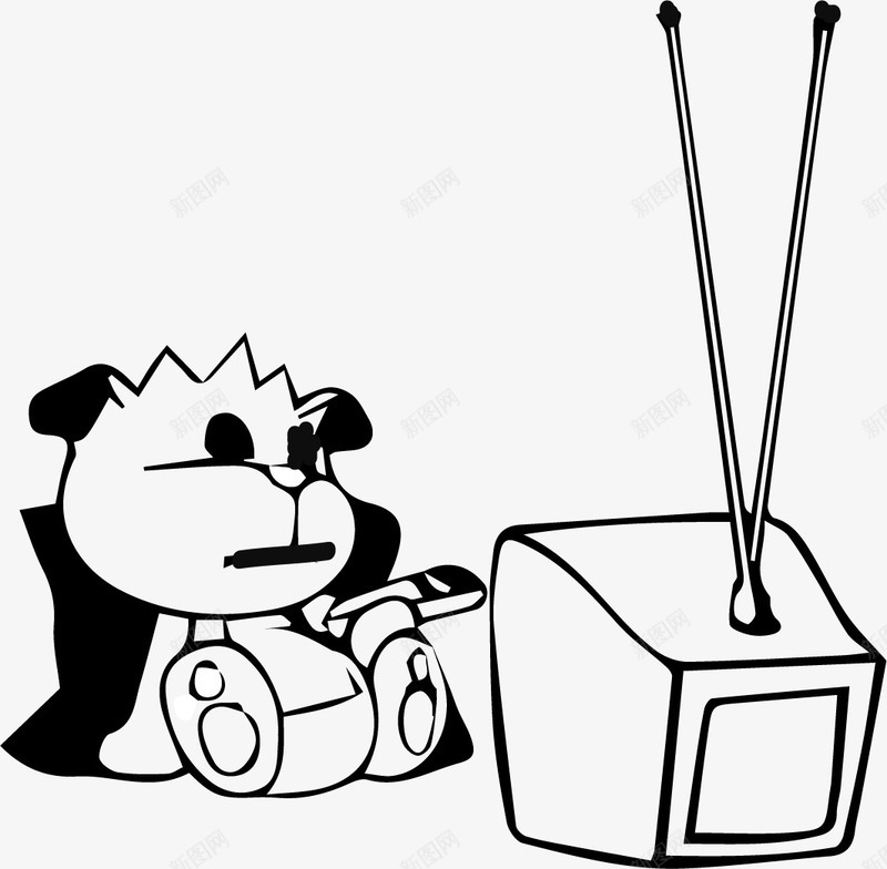 看电视的熊猫矢量图eps免抠素材_88icon https://88icon.com 偷看表情 全神贯注 可爱的熊猫 吸引力 电视节目 看电视 遥控器 矢量图