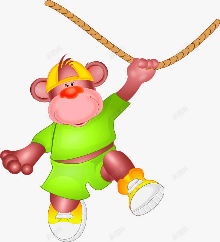 穿绿色衣服的玩绳子的卡通猴子png免抠素材_88icon https://88icon.com 卡通猴子 卡通绿色 猴子 衣服