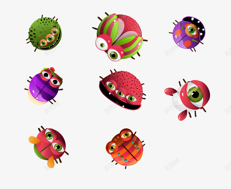 卡通昆虫矢量图ai免抠素材_88icon https://88icon.com 创意昆虫 卡通动物 矢量动物 矢量昆虫 矢量图