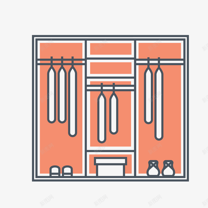 衣柜手绘创意图矢量图eps免抠素材_88icon https://88icon.com 免抠图PNG 创意 家具 衣柜手绘 矢量图