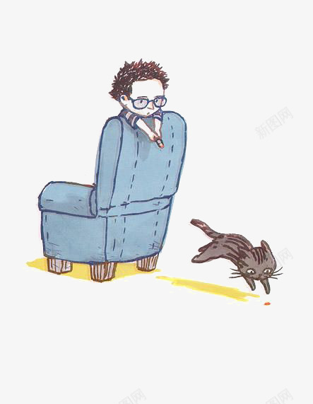 和猫玩的男孩png免抠素材_88icon https://88icon.com 卡通男孩 激光笔 猫咪 玩耍