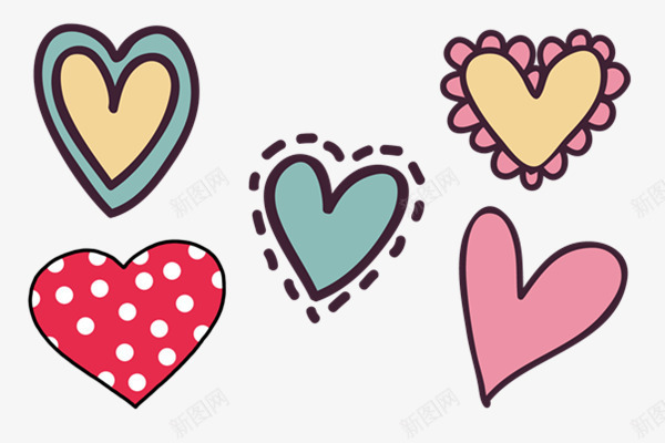 手绘心形贴图psd免抠素材_88icon https://88icon.com 卡通 心形 简约 贴图