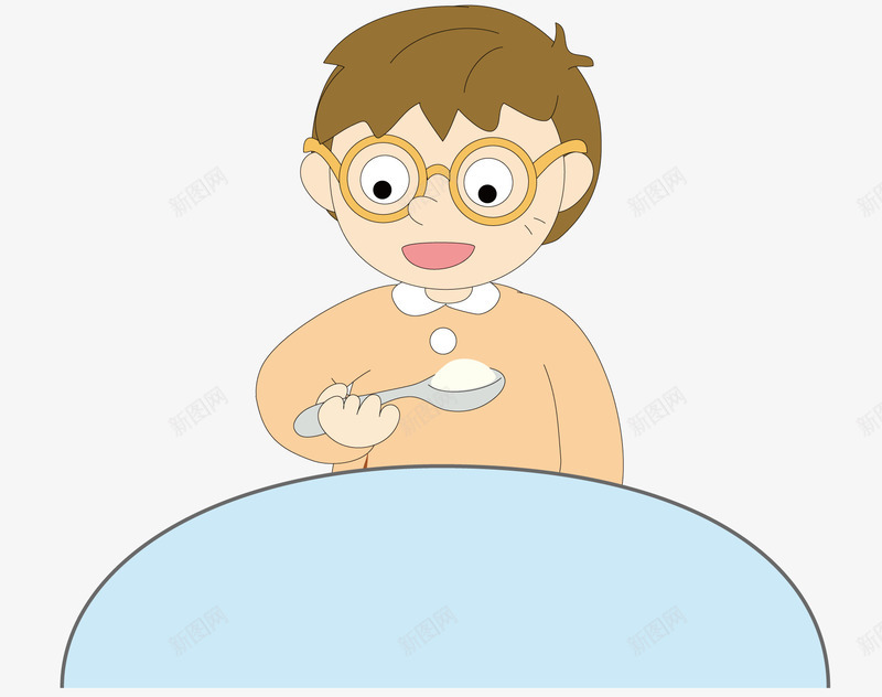 吃饭的小男孩矢量图ai免抠素材_88icon https://88icon.com 卡通 卡通男孩 可爱 吃饭 戴眼镜的男孩 男孩 矢量素材 矢量图