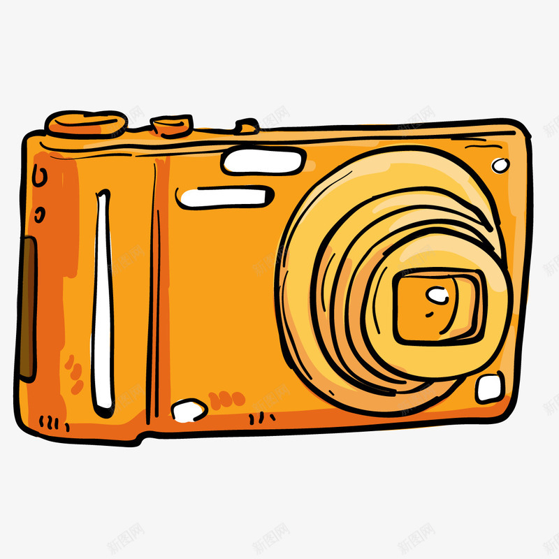 手绘相机png免抠素材_88icon https://88icon.com 一部 个人相机 手绘相机 橘色的 照相 相机