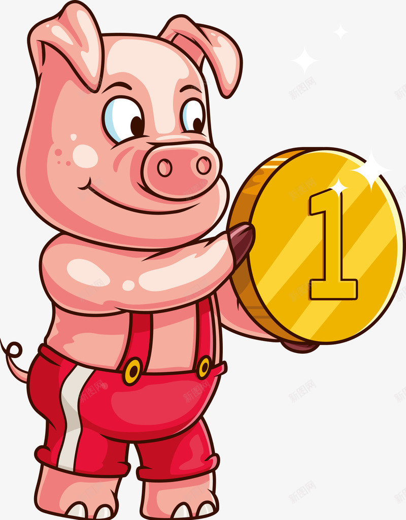 小猪与金币png免抠素材_88icon https://88icon.com 卡通小猪 小猪 矢量小猪 矢量金币 金币