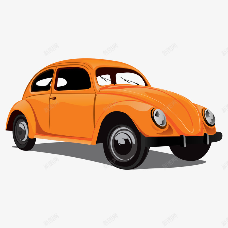 橘色复古汽车png免抠素材_88icon https://88icon.com 复古 汽车 矢量汽车 老爷车