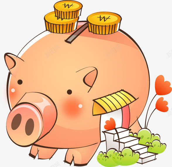 手绘粉色可爱小猪png免抠素材_88icon https://88icon.com 可爱 粉色