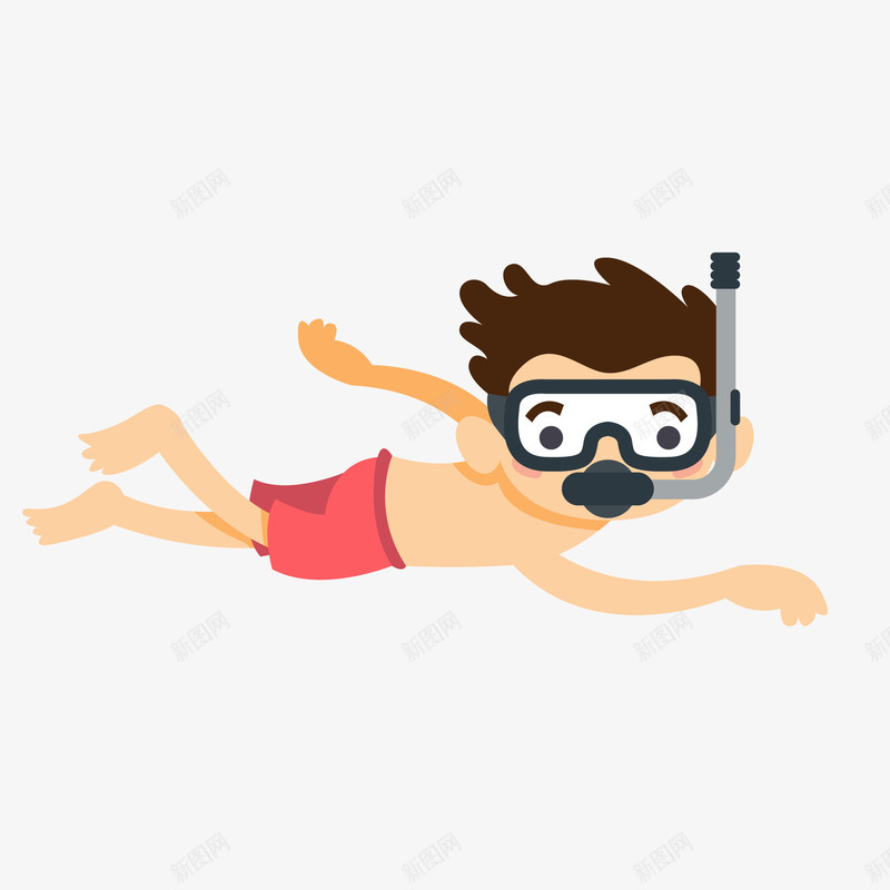卡通潜水人物矢量图ai免抠素材_88icon https://88icon.com 人物 卡通 手绘 游泳 潜水 眼镜 短裤 矢量图