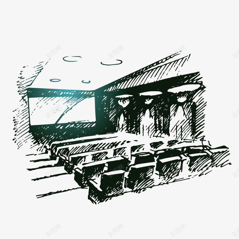 手绘电影院png免抠素材_88icon https://88icon.com 彩绘影院 手绘电影院 电影院 矢量彩绘电影院
