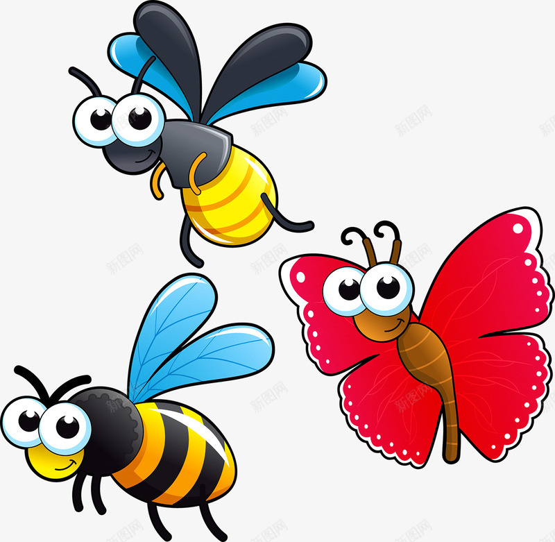 蝴蝶蜜蜂矢量图ai免抠素材_88icon https://88icon.com 招蜂引蝶 昆虫 矢量图 蜜蜂 蝴蝶