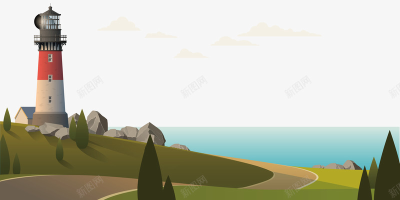 大海和灯塔矢量图eps免抠素材_88icon https://88icon.com 大海 大海和灯塔 灯塔 灯塔png 灯塔矢量图 矢量图