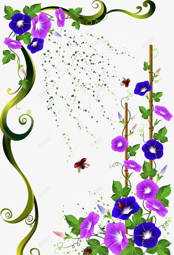 紫色喇叭花装饰花纹png免抠素材_88icon https://88icon.com 喇叭花 矢量素材 紫色花纹 花纹 装饰矢量 装饰花纹