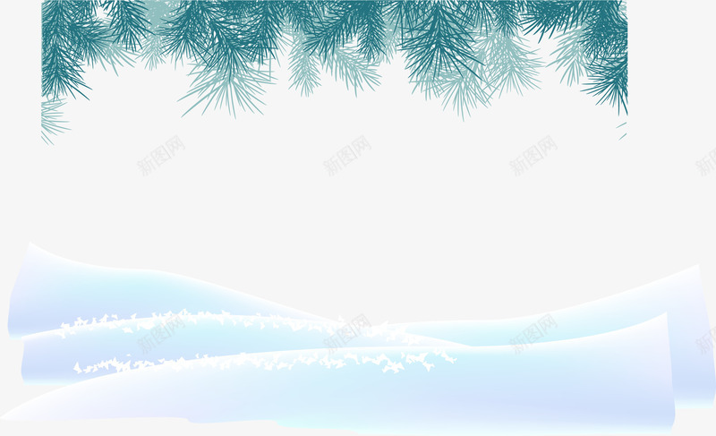 唯美白色雪地png免抠素材_88icon https://88icon.com 唯美雪地 小清新雪地 水彩 白色雪地 简约 绿色松叶