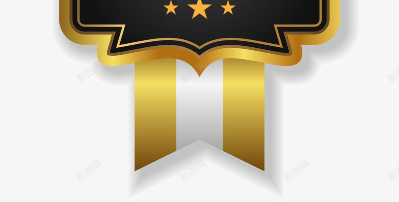 手绘黑金色标签png免抠素材_88icon https://88icon.com 徽章 手绘 标签 黑金色