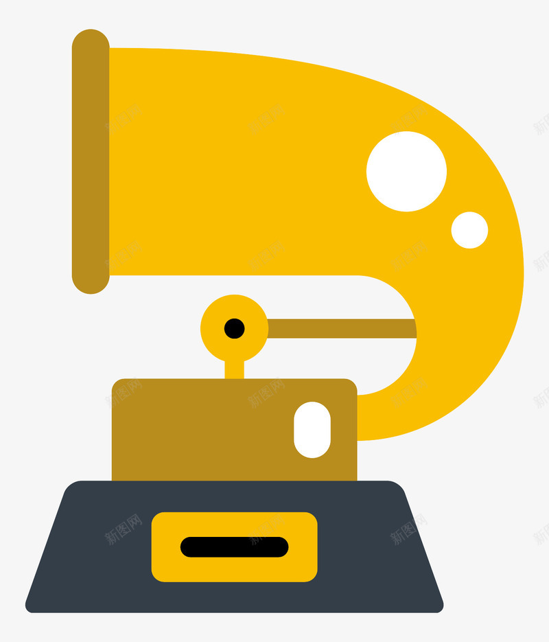 复古唱片机png免抠素材_88icon https://88icon.com 唱片 喇叭 扁平化 碟片 音乐 黄色