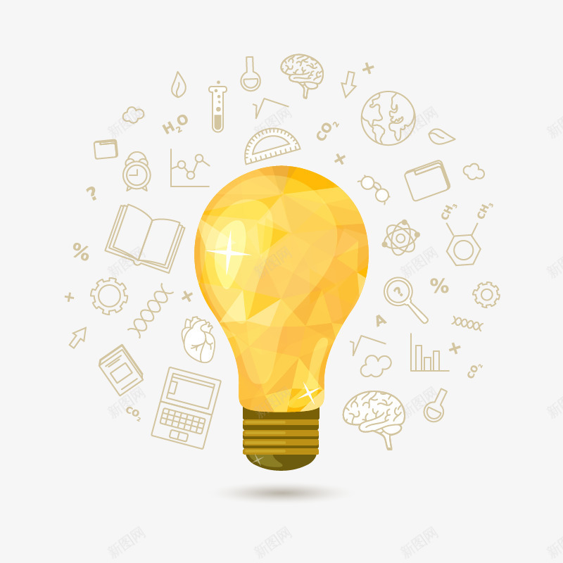 黄色卡通灯泡png免抠素材_88icon https://88icon.com 卡通 灯泡 黄色