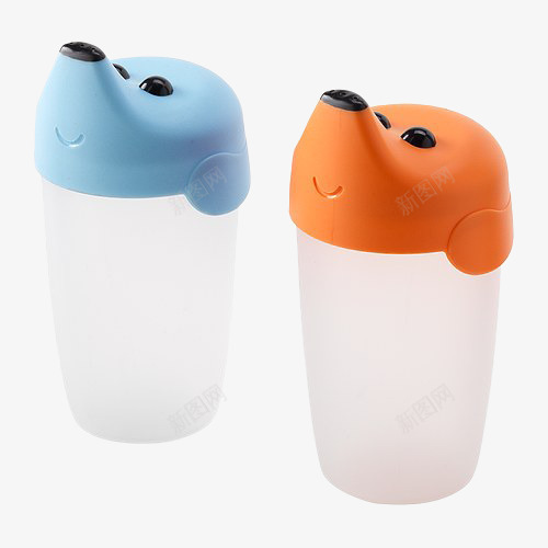 卡通狗儿童水杯png免抠素材_88icon https://88icon.com 产品实物 可爱水杯 橘色 蓝色