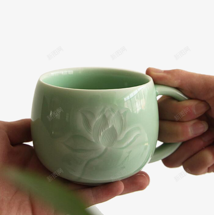 夏荷办公杯png免抠素材_88icon https://88icon.com 主人杯 大号个人泡茶杯 陶瓷 龙泉青瓷办公茶杯