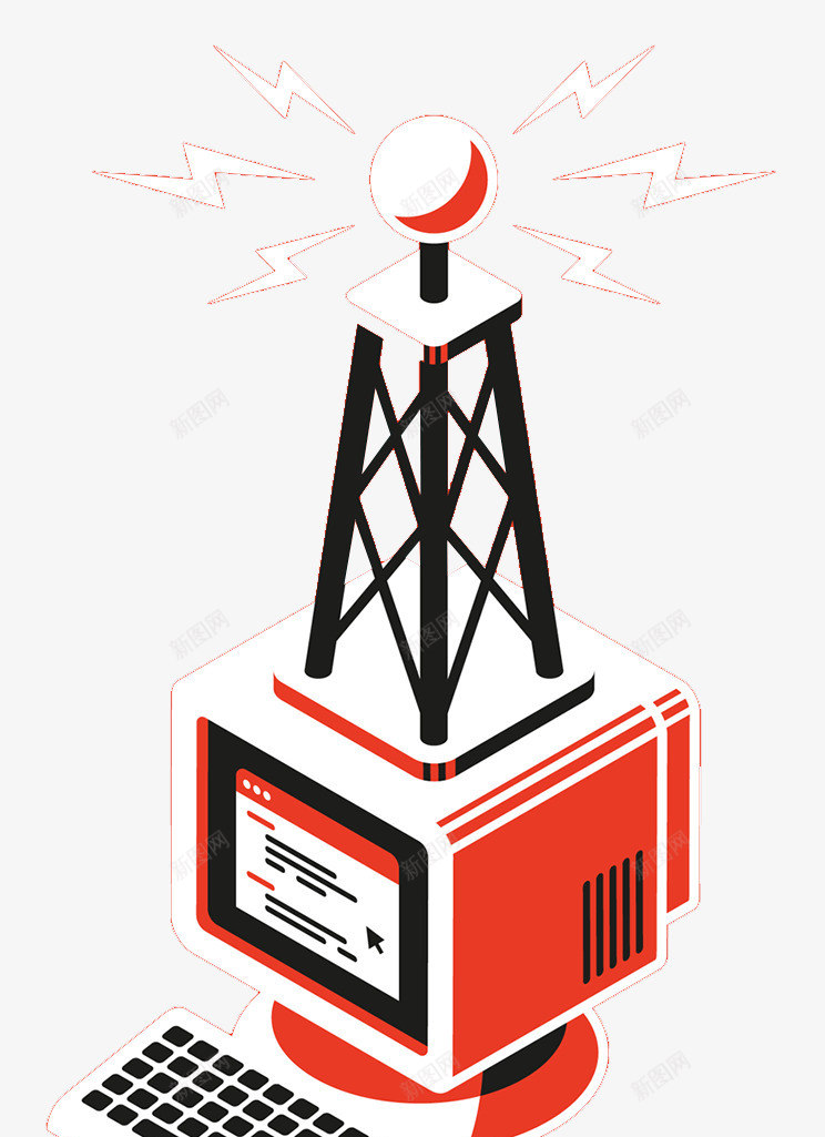 电视天线png免抠素材_88icon https://88icon.com 电线杆 电视天线 红色
