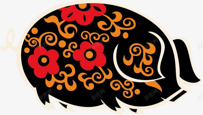 猪可爱小猪扁平化红色花朵矢量图ai免抠素材_88icon https://88icon.com 可爱小猪 扁平化 猪 红色花朵 矢量图