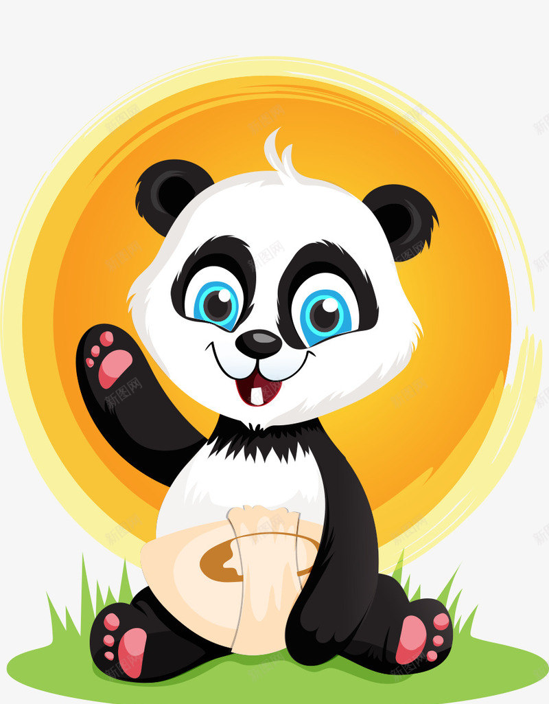 卡通手绘可爱坐草地熊猫矢量图ai免抠素材_88icon https://88icon.com 卡通的动物 可爱的熊猫 坐草地的熊猫 手绘的熊猫 矢量图