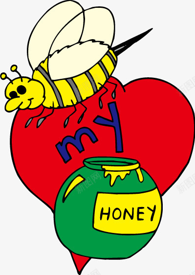蜜蜂蜂蜜罐png免抠素材_88icon https://88icon.com 红心 蜜罐 蜜蜂 黄色蜜蜂
