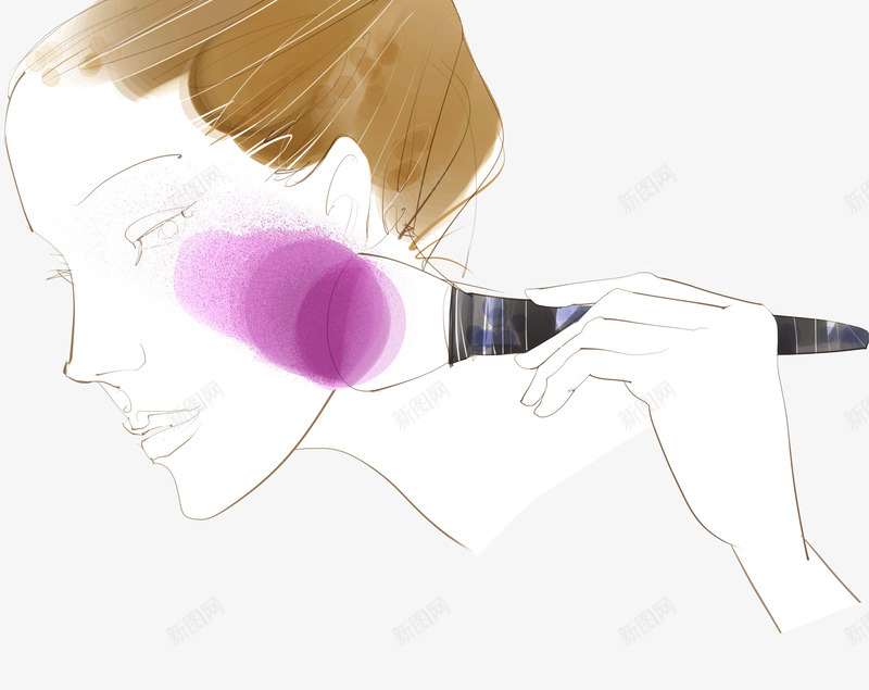 手绘化妆刷子腮红美女png免抠素材_88icon https://88icon.com 刷子 化妆 手绘 美女 腮红