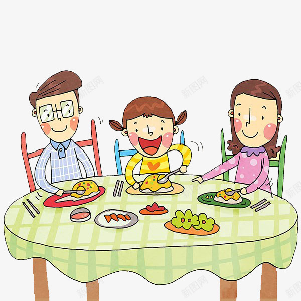 全家吃饭png免抠素材_88icon https://88icon.com 全家 吃饭 桌椅 餐具