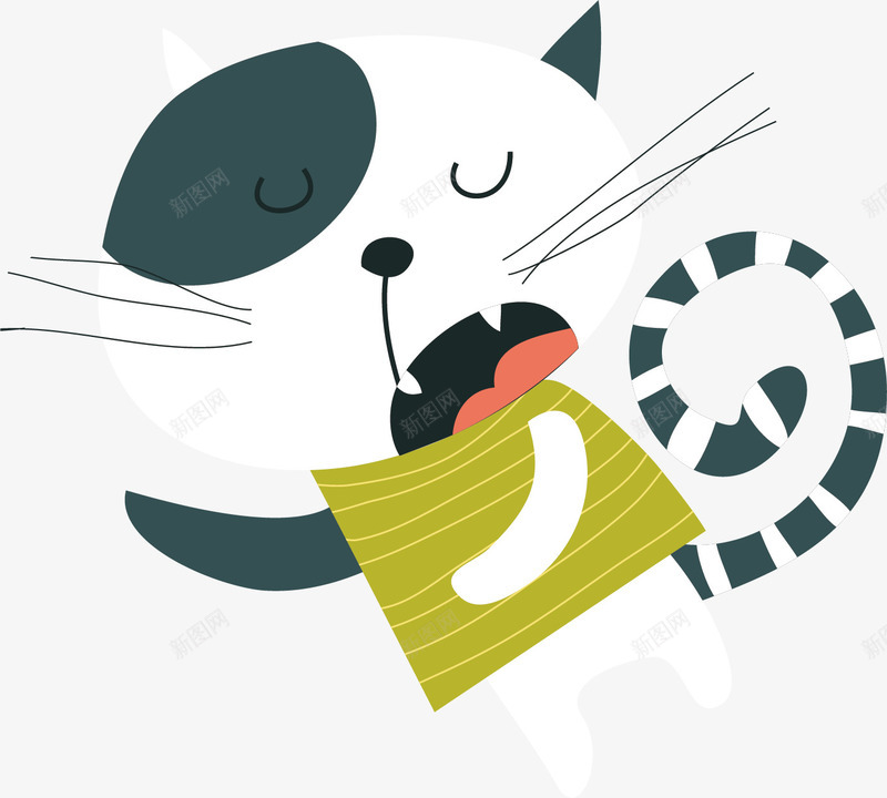 睡觉的猫咪矢量图ai免抠素材_88icon https://88icon.com 动物 卡通 可爱 宠物 张嘴 慵懒的猫 水彩 猫咪 睡觉 矢量图 躺被窝里的卡通猫