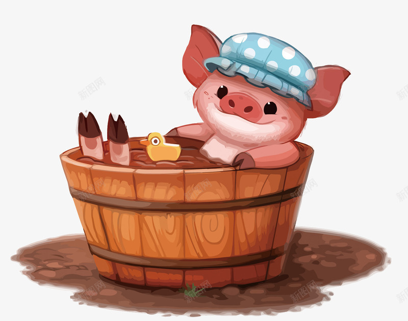 泥巴浴小猪png免抠素材_88icon https://88icon.com PNG图片 PNG图片素材 PNG素材 PNG素材免费下载 卡通 泥巴 洗澡 猪