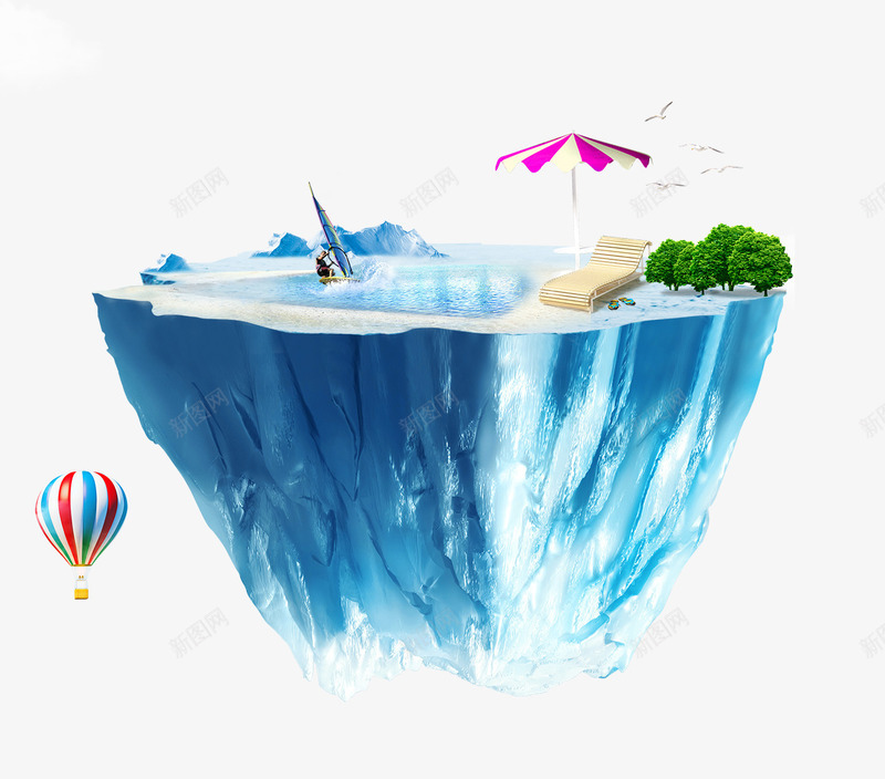 蓝色大海装饰png免抠素材_88icon https://88icon.com 大海 蓝色 装饰