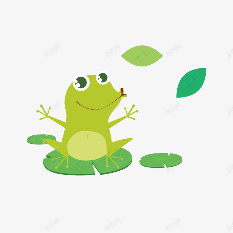 绿色扁平化青蛙卡通插画矢量图ai免抠素材_88icon https://88icon.com 圆角 扁平化 树叶 植物 纹理 绿色 青蛙 矢量图