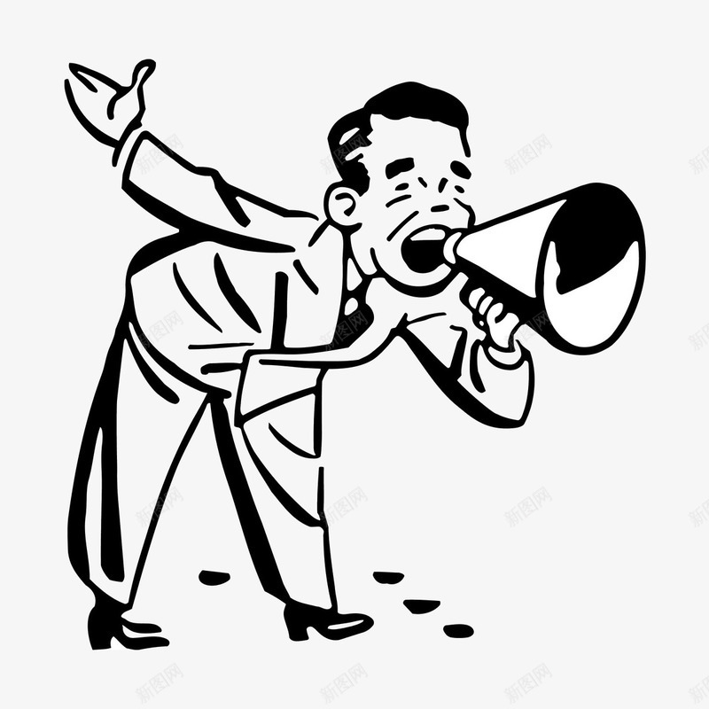 拿着喇叭呐喊png免抠素材_88icon https://88icon.com 人物 喇叭 简笔画