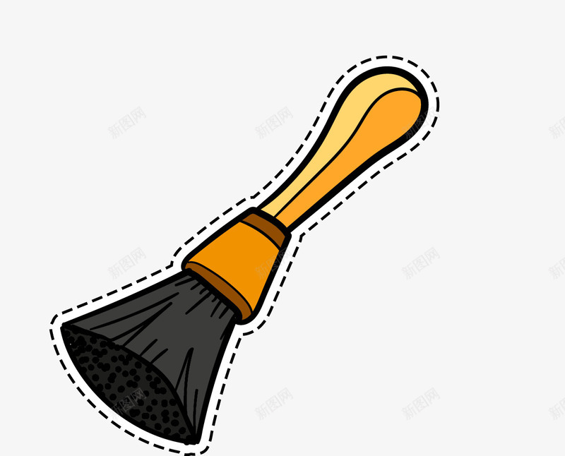 黑色化妆刷png免抠素材_88icon https://88icon.com 一支 化妆用具 卡通 手绘 橘色 毛刷 简图 黑色