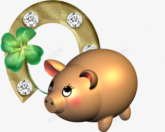 手绘小猪png免抠素材_88icon https://88icon.com 三只小猪 卡通 四叶草 害羞 小猪 金色