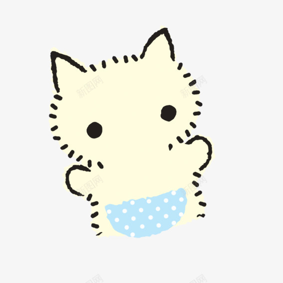 卡通猫咪png免抠素材_88icon https://88icon.com 卡通猫咪 猫咪 米色 肚兜 蓝色
