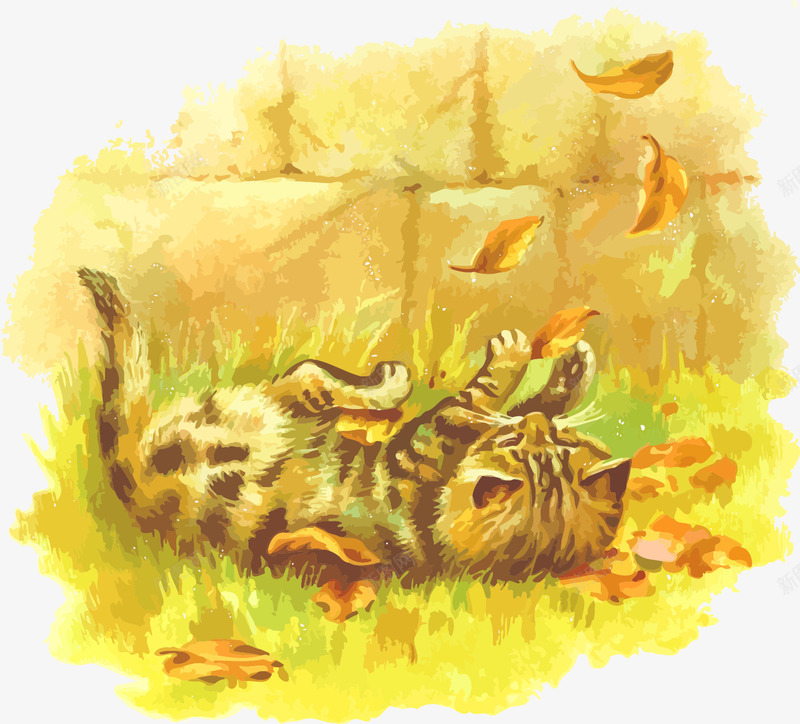 玩耍的猫咪png免抠素材_88icon https://88icon.com 免费矢量下载 动物 宠物 插画 玩耍的猫咪