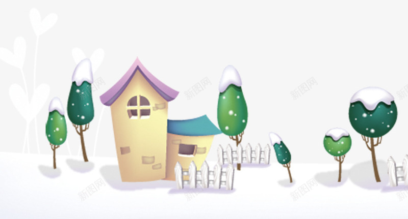 雪地的房子png免抠素材_88icon https://88icon.com 卡通 小清新 房子 雪地